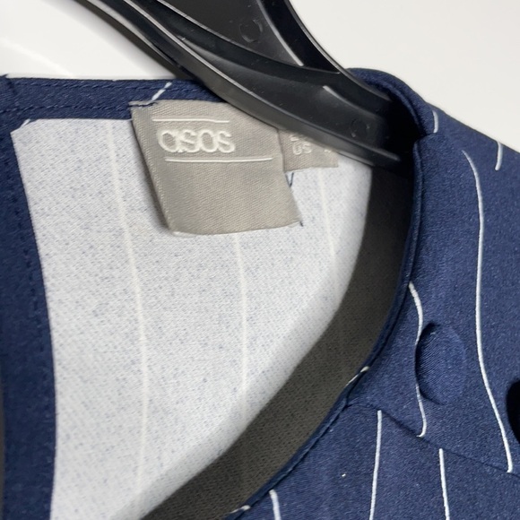 Asos Long Sleeve Blouse Blue with White Stripes 4 - Picture 2 of 5